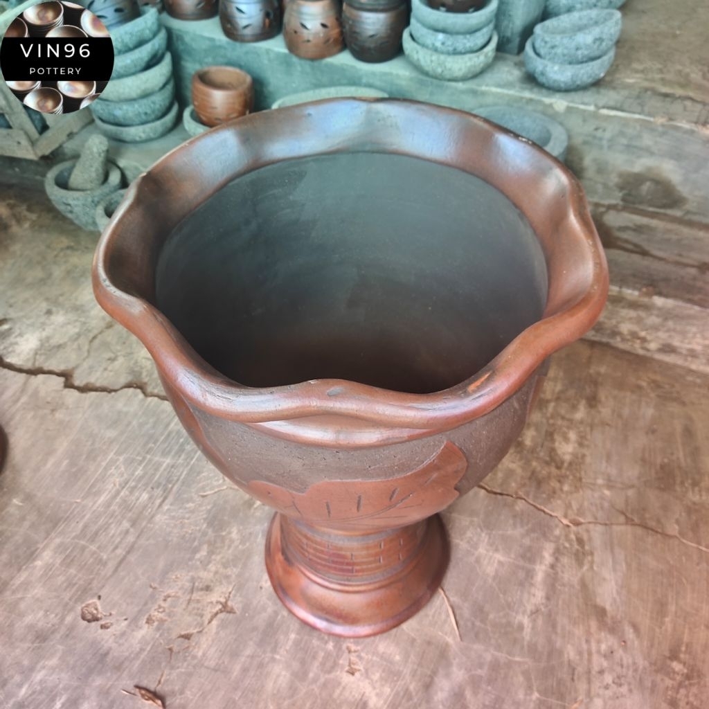 Set pot teratai air D 46 cm & Dudukan gerabah tanah liat