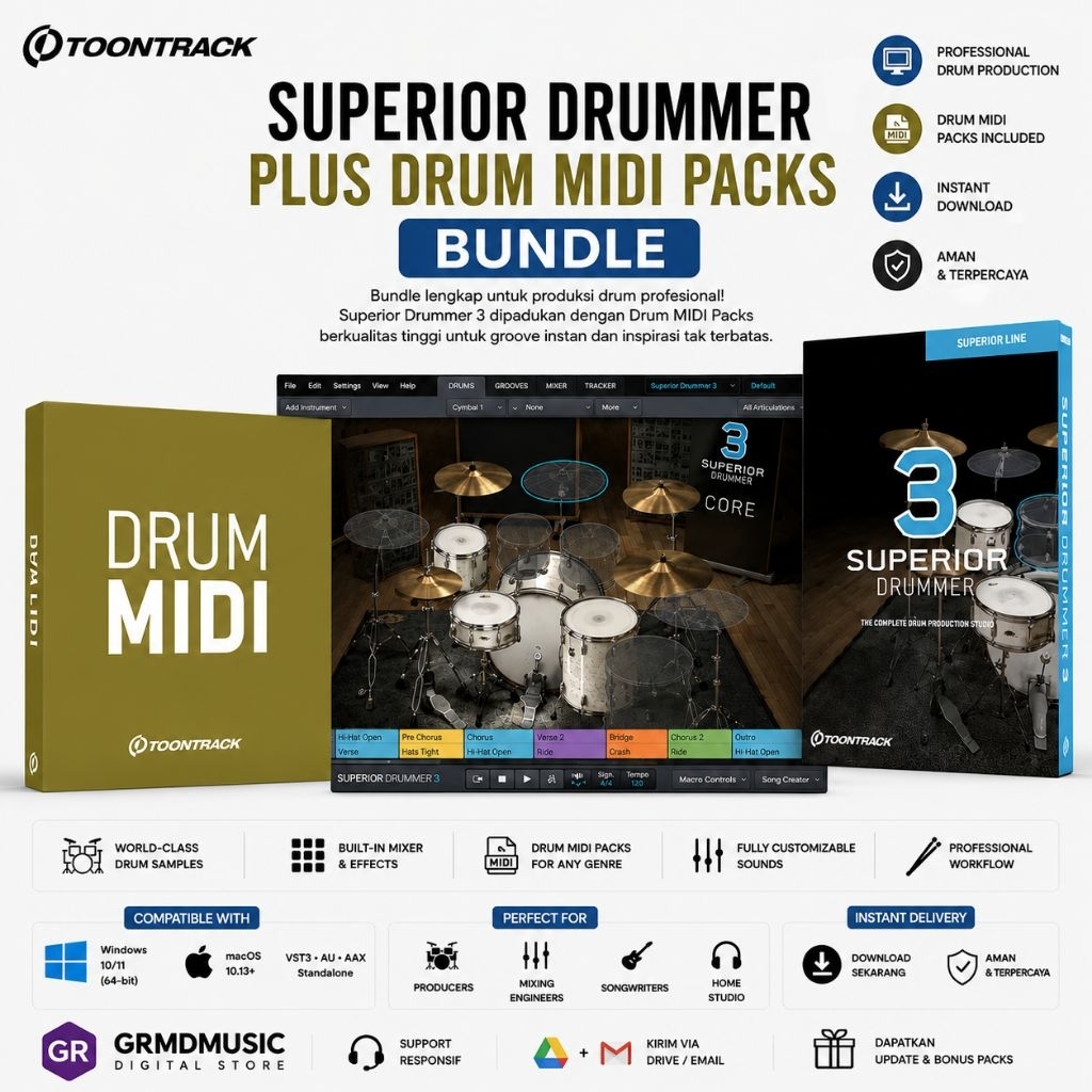 Toontrack Superior Drummer v3.4.2 plus Drum MIDI Packs Bundle [Win,Mac]