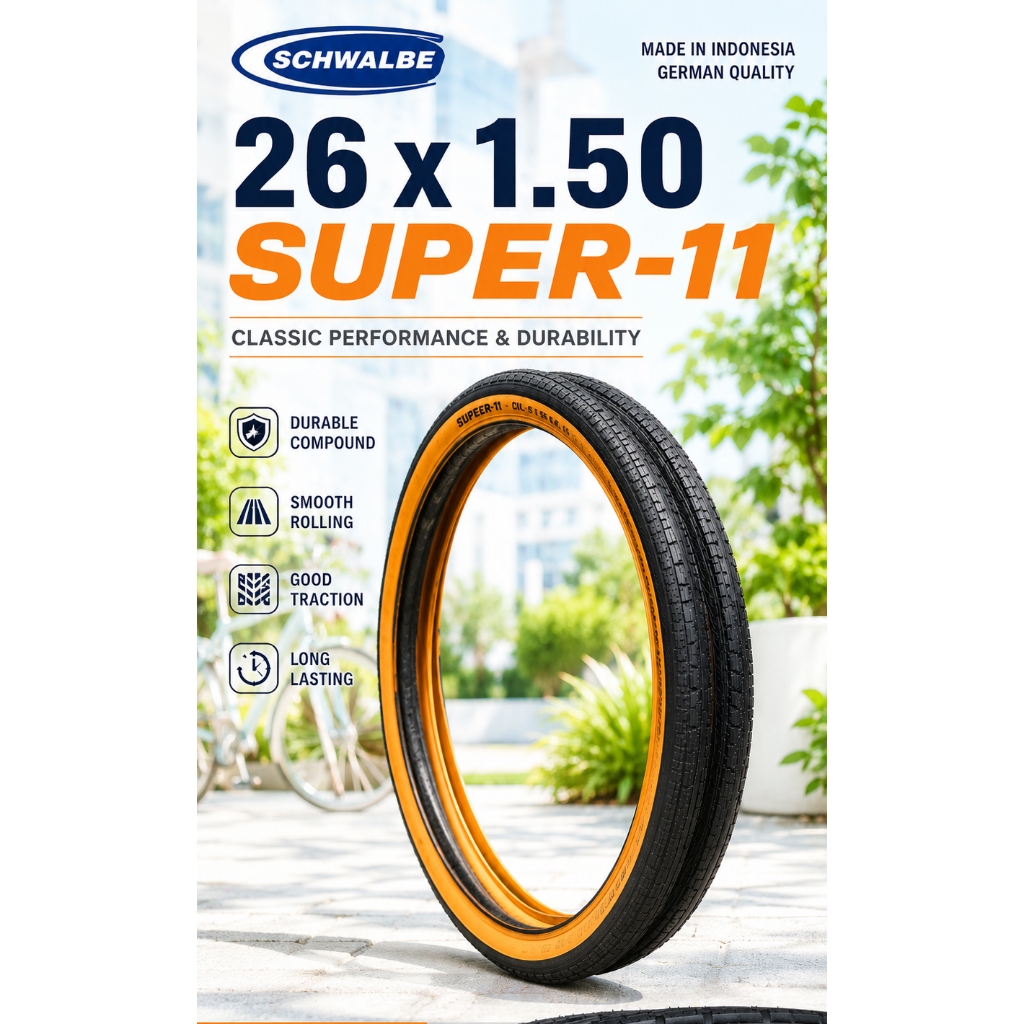 BAN LUAR SEPEDA SUPER-11 SCHWALBE 26X1.50 STOCK TERBATAS