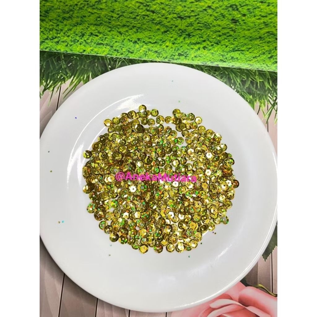 Payet Ramboci/Payet Sequin/Ramboci Payet Piring Ukuran 6mm Per 5 Gram