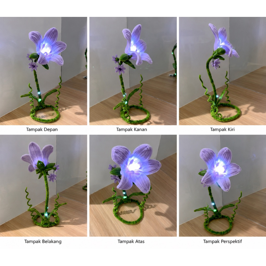 Glow Lily Lamp – pipe cleaner LED Handmade Estetik