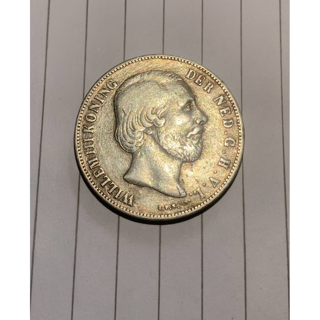 Koin Perak 1 Gulden 1853 Belanda Silver Asli | Raja Willem III