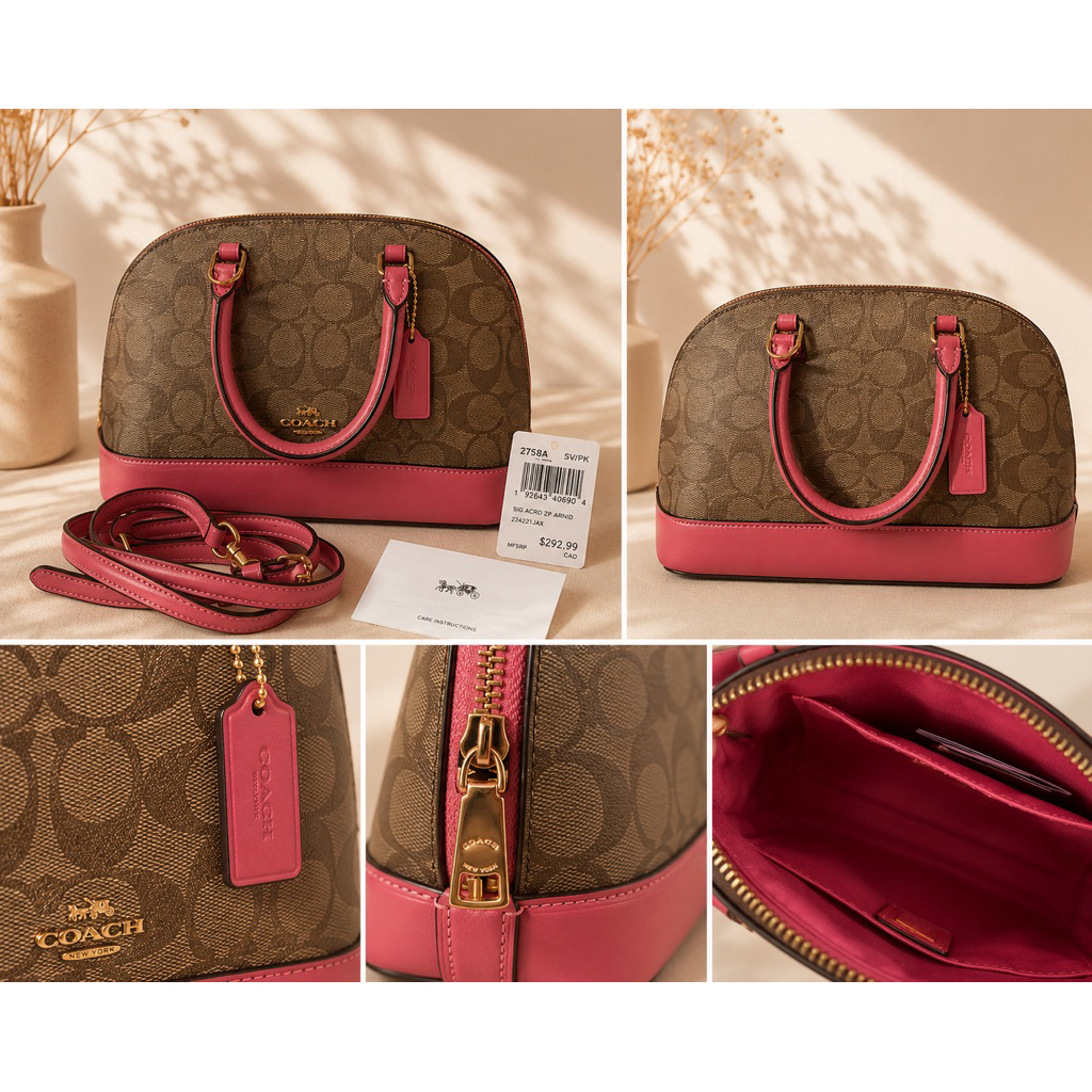 Coach Mini Sierra Satchel Signature Khaki Ruby (preloved)