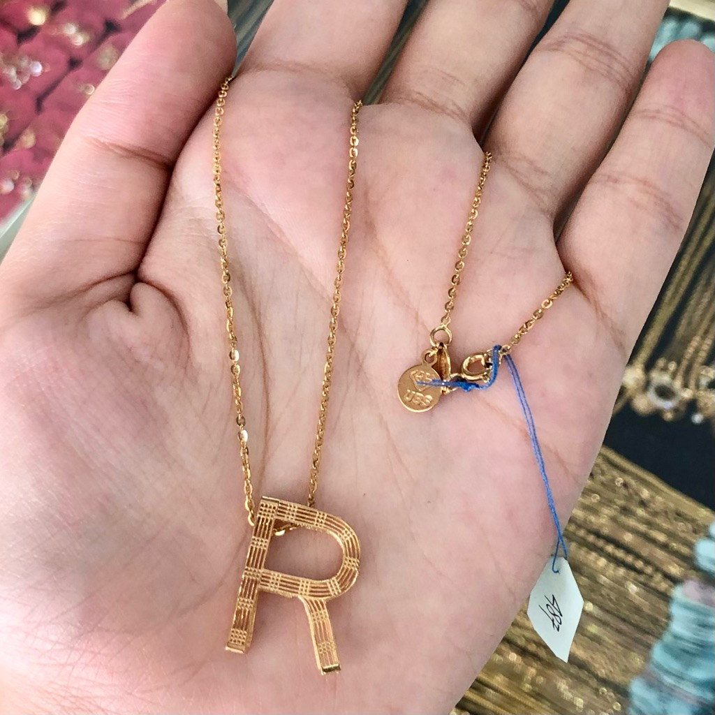MA- KALUNG HURUF R UBS 2.48GR KADAR 375 8K PANJANG 40CM ALPHABOLD