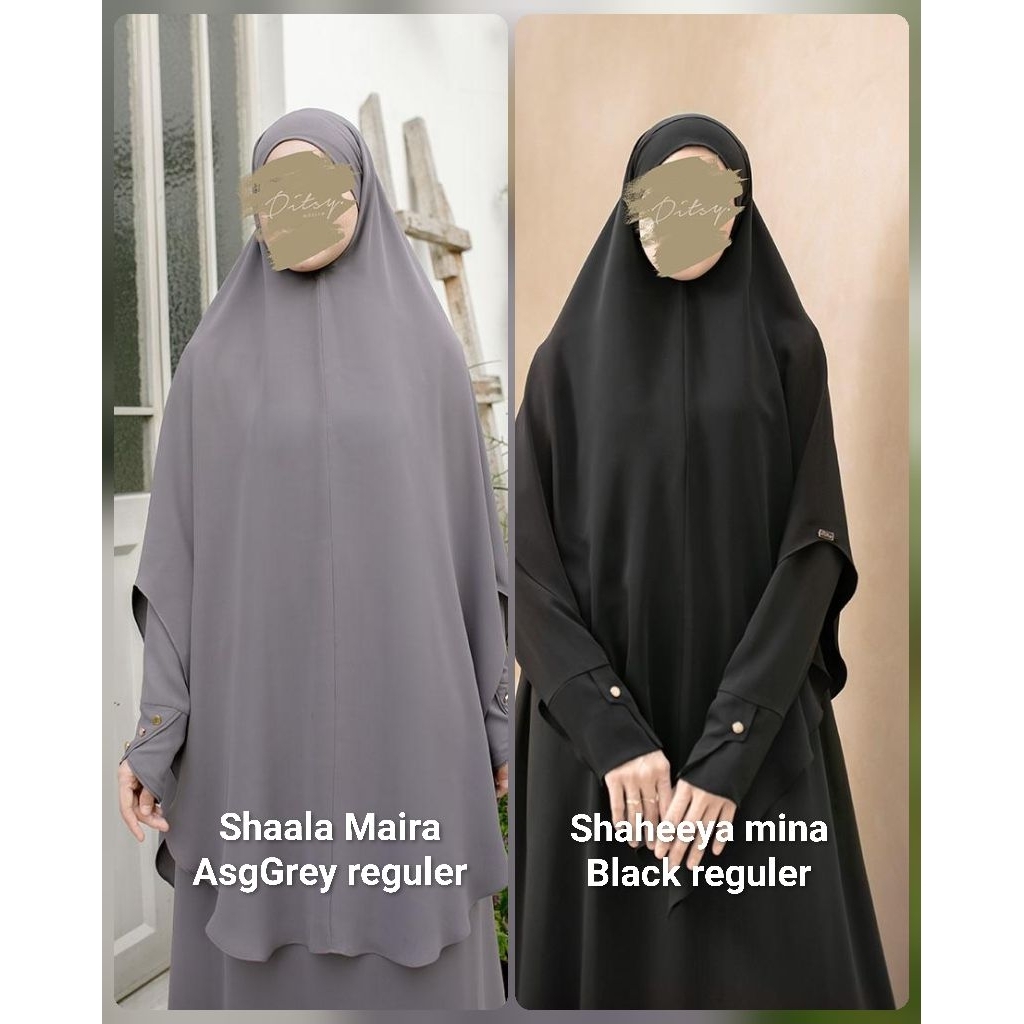 SALE  Khimar Ditsy Moslem 2026 | Shaheeya MinaBlack Shaala Ashgrey