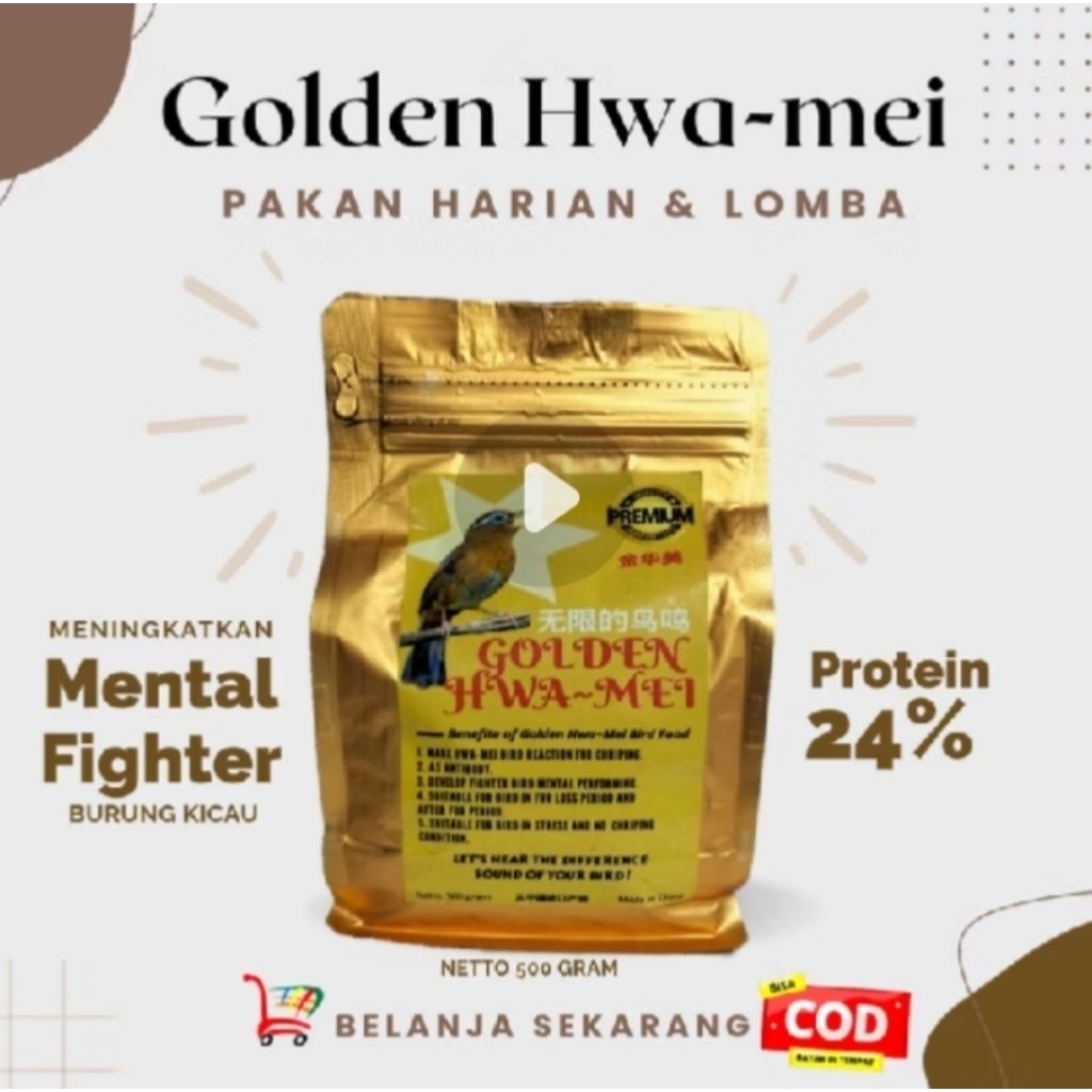 Pakan GOLDEN 500gr gacor makanan burung wambi,poksay,samyong,poho,murai,robin dll