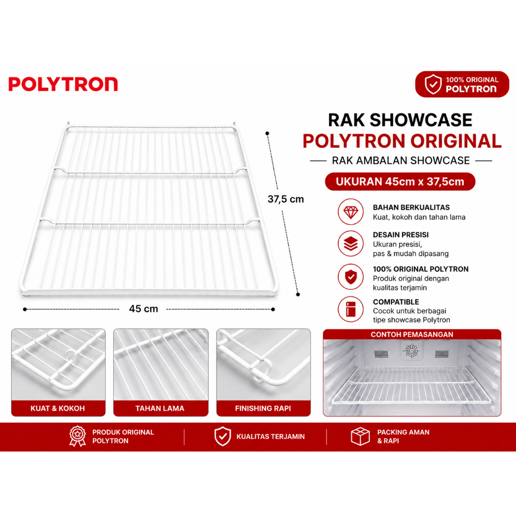 RAK SHOWCASE POLYTRON ORIGINAL ukuran 45cmx37,5cm/RAK AMBALAN SHOWCASE