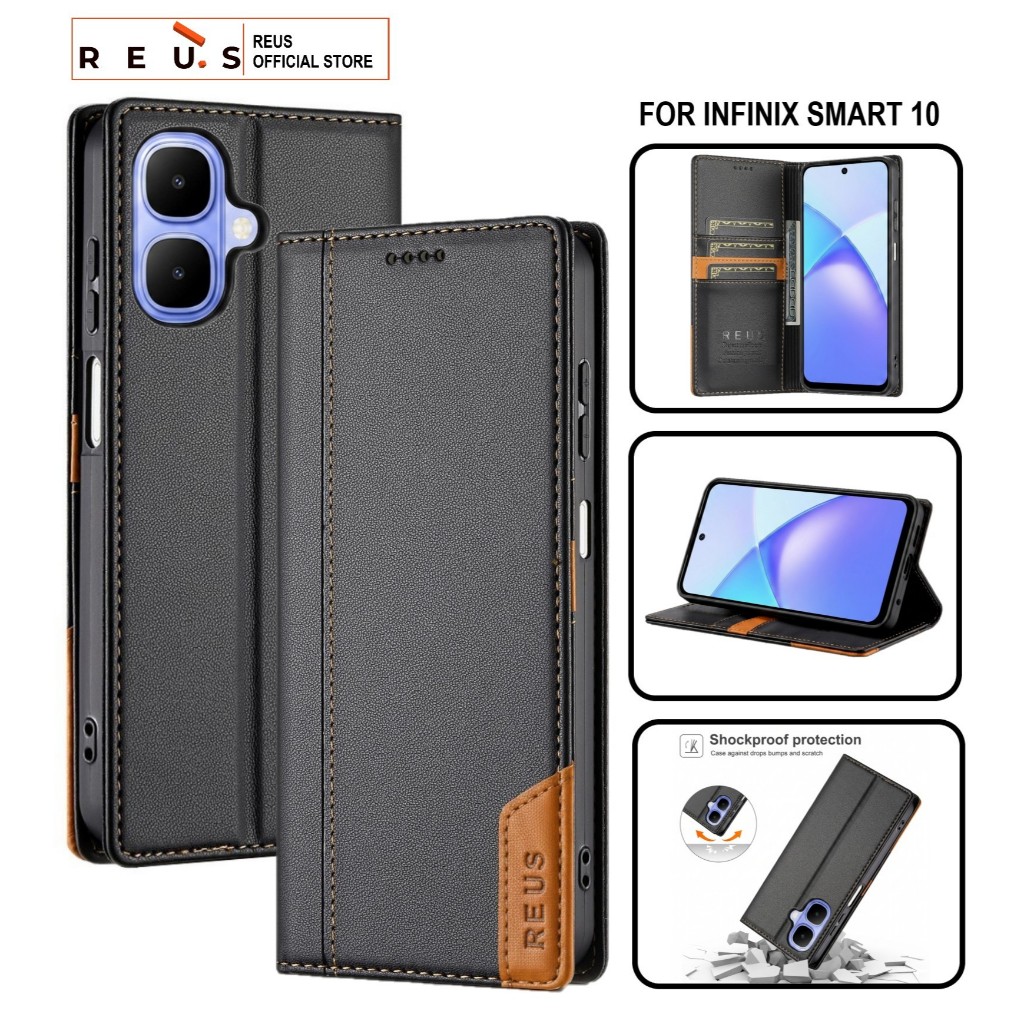 Reus Leather Case Flip Infinix smart 10 Premium Magnet Shockproof Cover - REUS Official Store