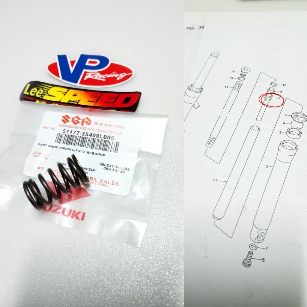 Per suling shok shock shockbreaker depan satria 2t 2 tak lumba hiu fu tornado shogun 110 125 origina