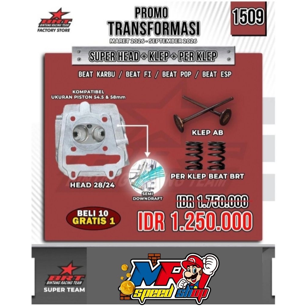 SUPER HEAD NEW BARU NON PORTING CNC BRT BEAT KARBU/BEAT FI/BEAT POP/BEAT ESP/SCOOPY FI/SCOOPY ESP/SP
