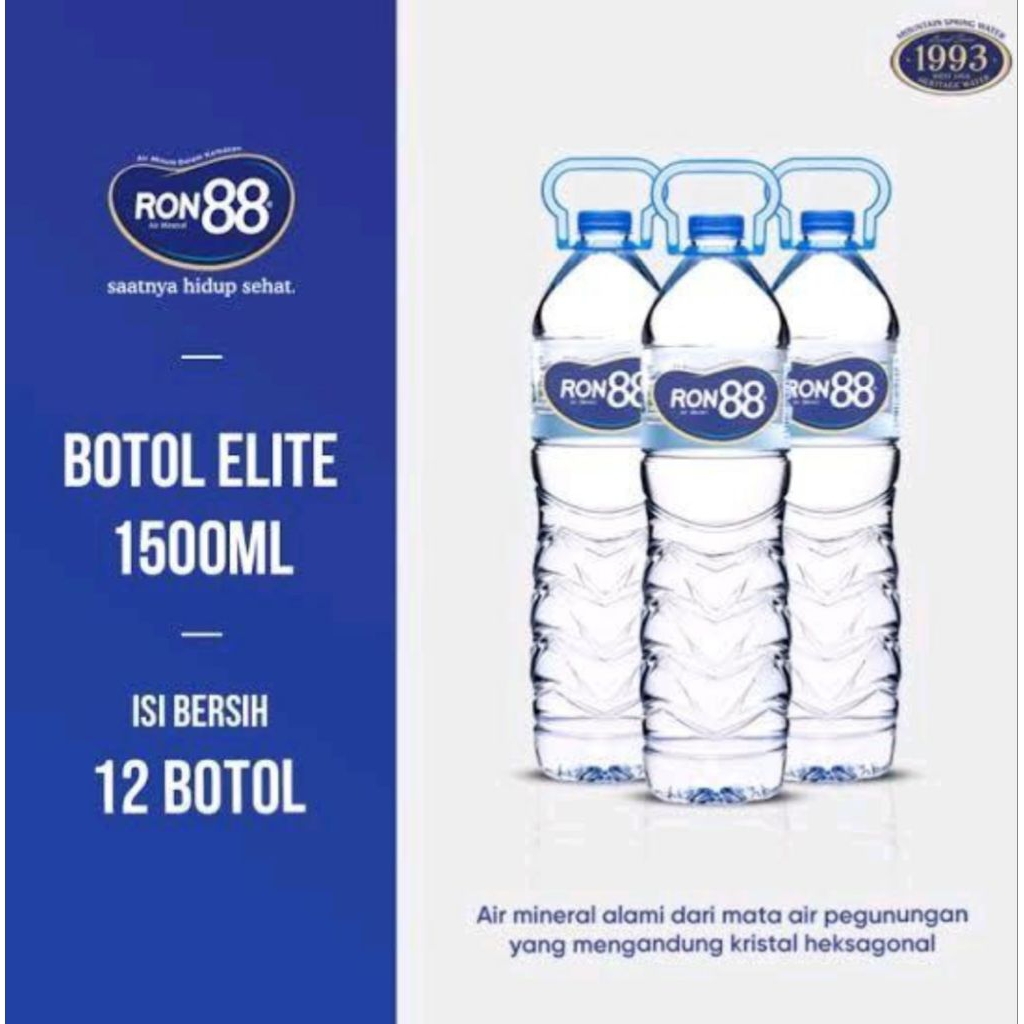 Ron 88 Air Mineral 1500ml - Ron 88 1 Dus isi 12 Botol, Segar dan Higienis