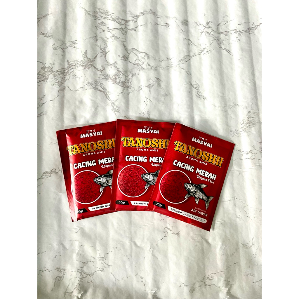 UMPAN PELET CACING MERAH TANOSHI AROMA AMIS
