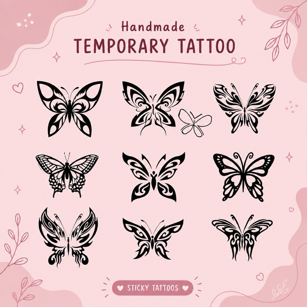 ST08 - STICKY TATTOO TEMPORARY TATO TEMPORER CUSTOM NEVERTHELESS KUPUKUPU BUTTERFLY TRIBAL SONGKANG