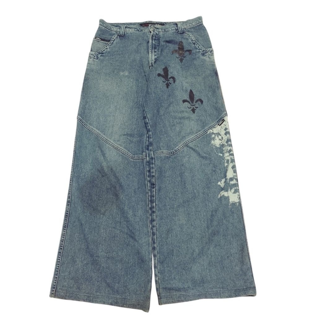 y2k vntg no fear skaters baggy jeans big pocket