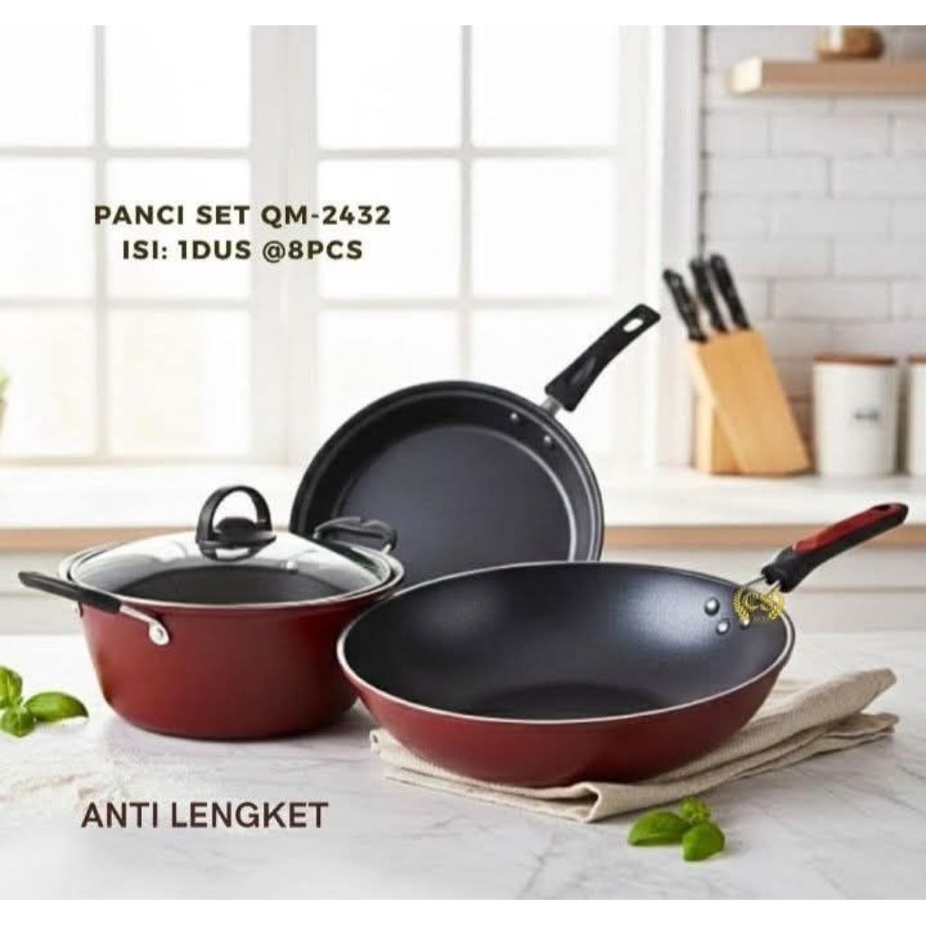 Panci Set Teflon Wajan Penggorengan Serbaguna 3 Pcs Cookware Set