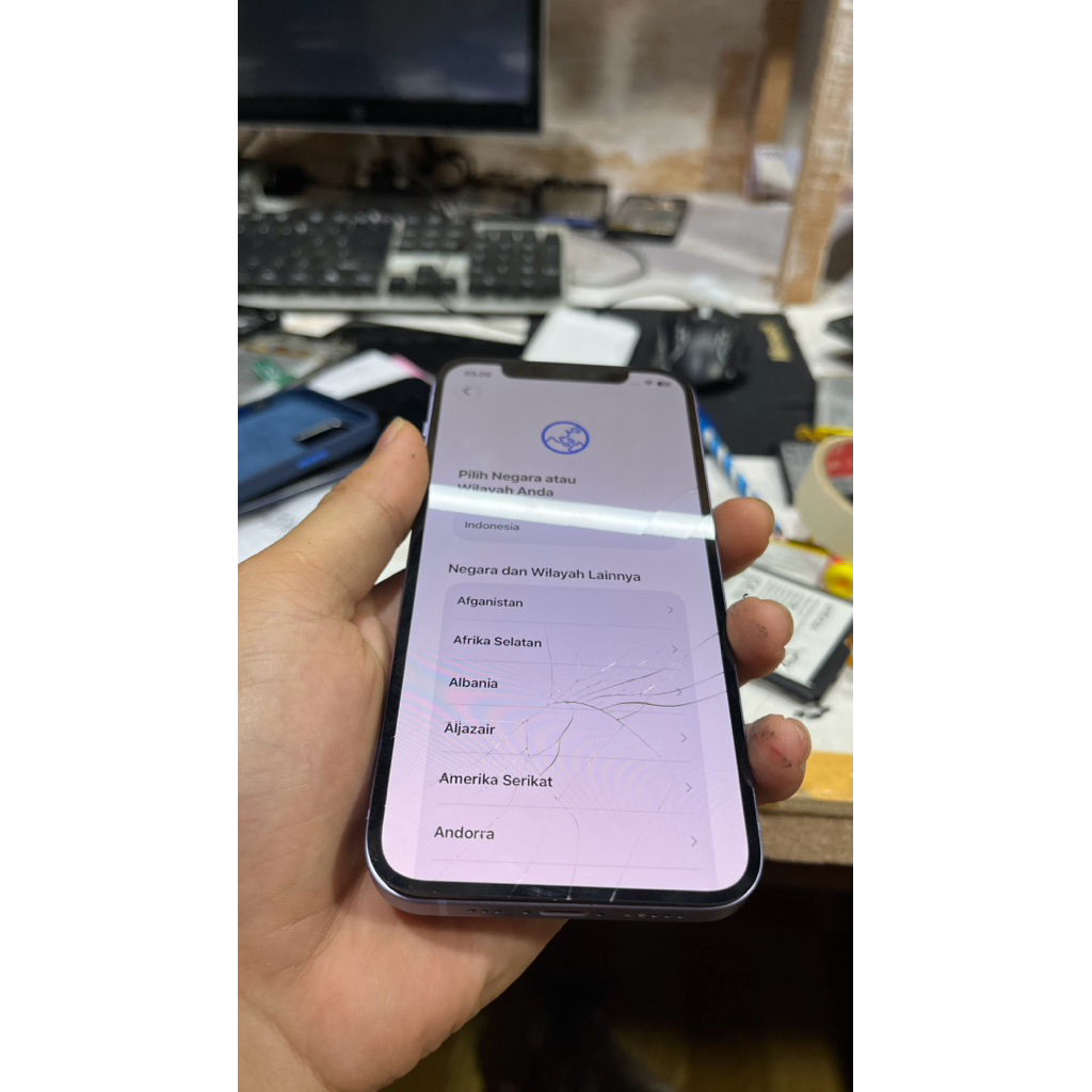LCD IPHONE 12 ORI COPOTAN RETAK BERFUNGSI LANCAR