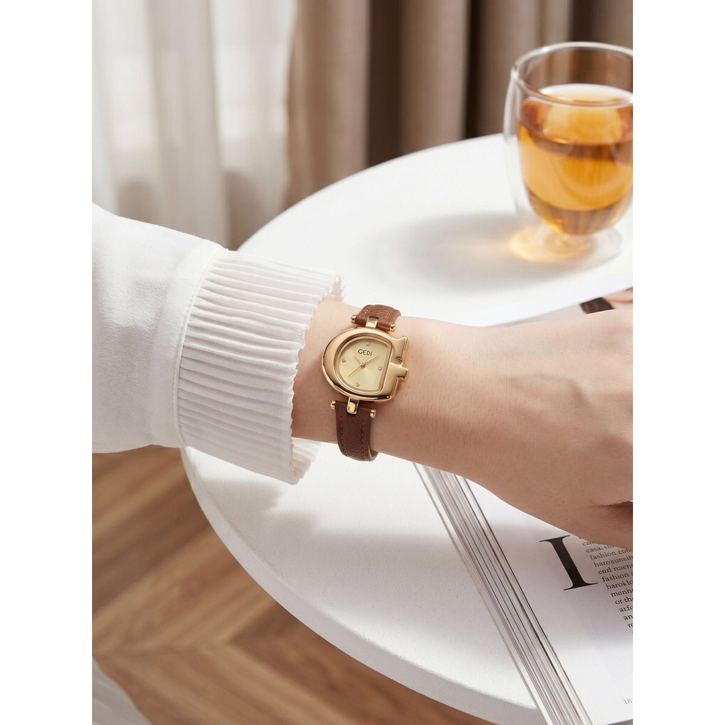 GEDI Jam Tangan Wanita Korea Strap LEATHER Analog Fashion Korea