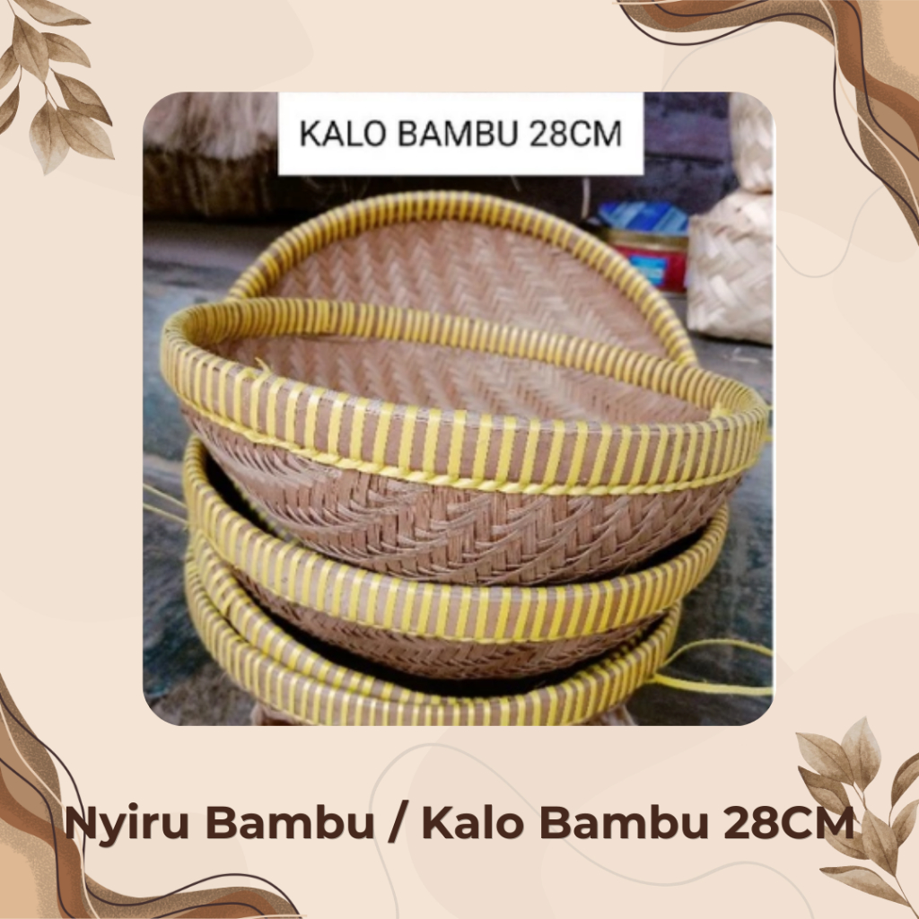 Kalo Bambu 28cm Saringan Kelapa Santan Anyaman Berlubang Nyiru Bolong Wadah Cuci Beras Bumbu Dapur