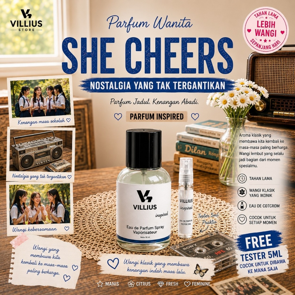 Parfum Jadul She Cheers Aroma Tahun 90an Parfume Wanita Wangi Tahan Lama Edt Edp Extrait 35ml 55ml V