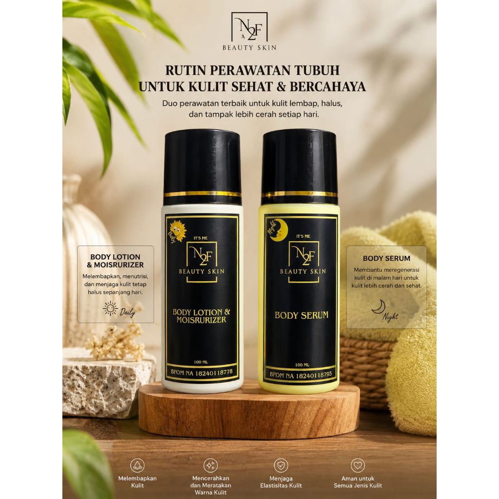 (COD N2F) PAKET BUNDLING BODY LOTION&BODY SERUM N2F Mencerahkan