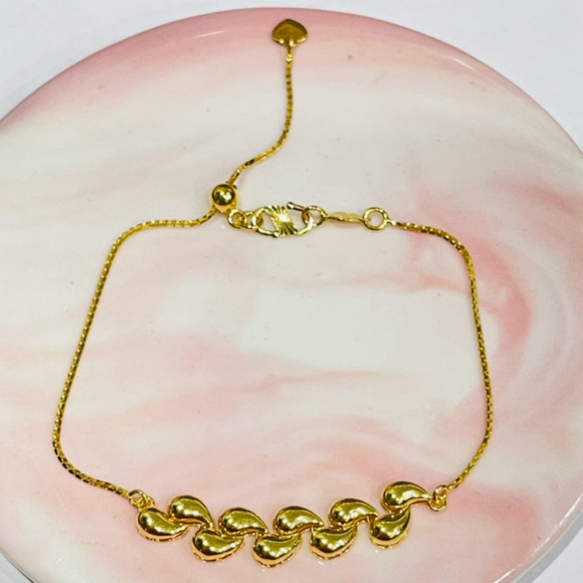 gelang serut tetes double simple elegant emas asli kadar 875