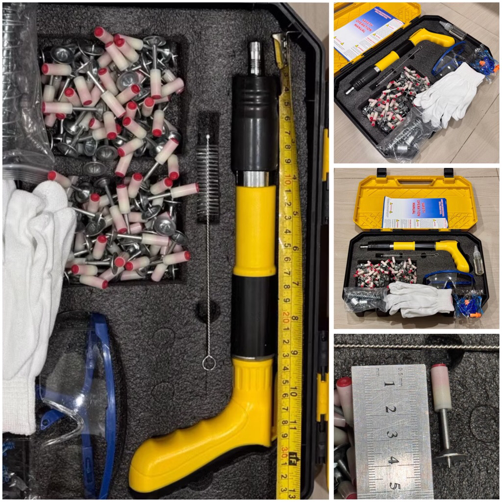 MARTELLO Gagang GUN RAMSET KOMPLIT + paku mesiu SET BOX PVC nail gun faster gan alat paku tembak pak
