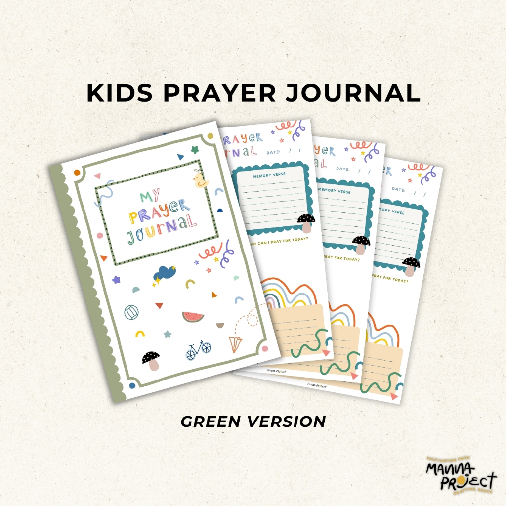 Kids Prayer Journal + Letters to God | Green Version | Manna Project | Sunday School Book | Bible st
