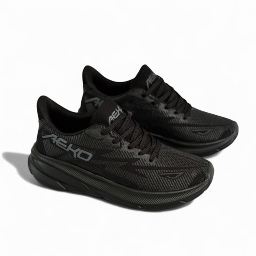 Sepatu Sneaker kets Aeko Feelout Runing Fullblack pria wanita