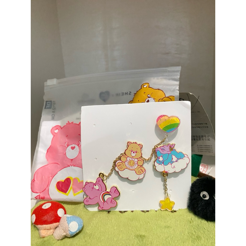 Set Pin Enamel Shein x Care Bears Funshine Bear Cheer Bear Bedtime Bear