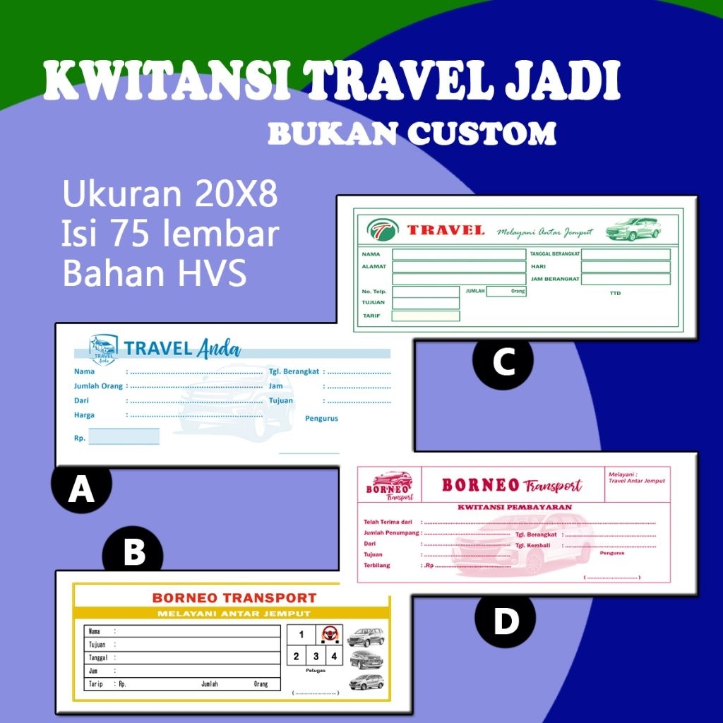 KWITANSI TRAVEL bukan custom (kwitansi jadi)