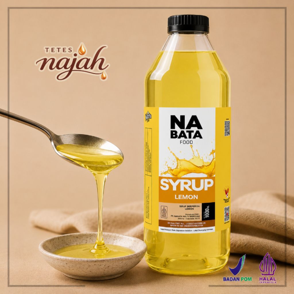 Sirup Nabata Rasa Lemon 1L | Syrup Premium Untuk Minuman, Soda, Dessert & Cafe
