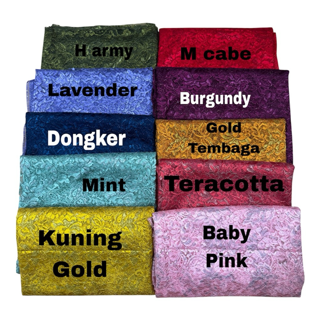 kain brokat semi prancis  glossy metalic bunga fatmawati