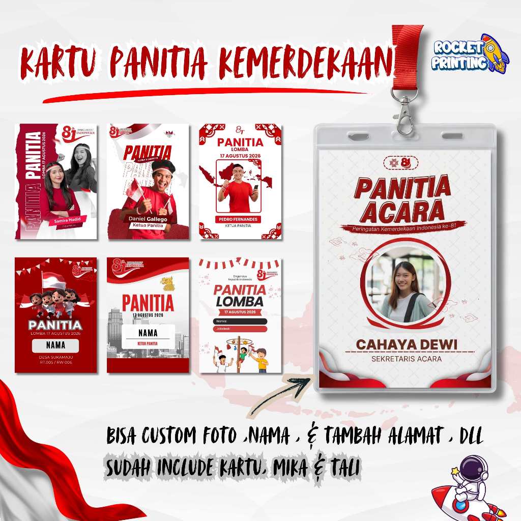 Kartu Name Tag  Panitia 17 Agustus Id Card Panitia Nametag Panitia Lomba 17 Agustus Kemerdekaan