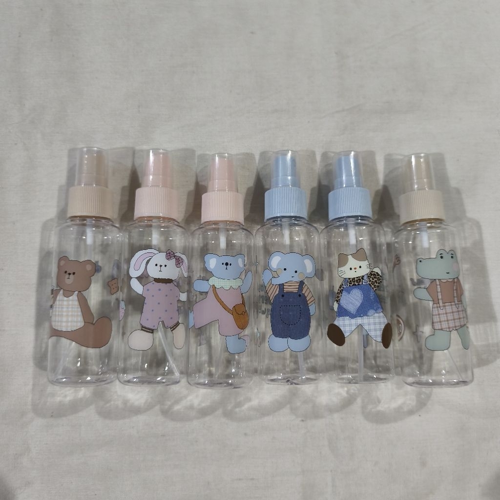 Botol Semprot Spray 100 ml Warna Pastel Motif Hewan Lucu Bagus Murah Kosong