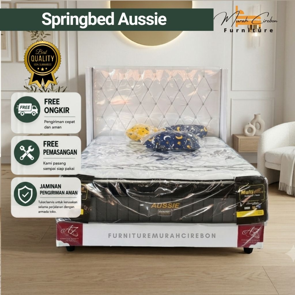 Set Divan Springbed Aussie Tebal 38cm - Kasur Mewah Plushtop Pillowtop - Set Divan Kasur Hotel