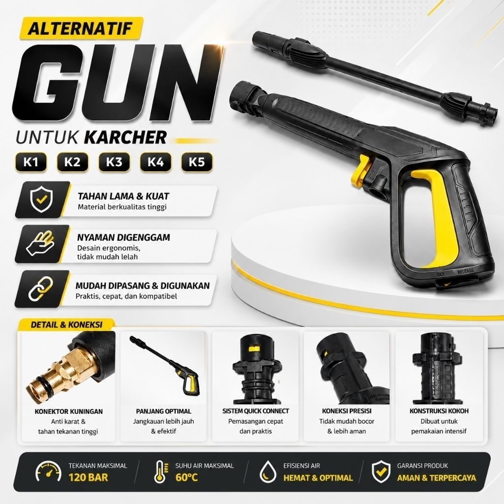 Alternatif gun untuk Karcher K1, K2, K3, K4, K5/ gun karcher K1 / Gun karcher K2 / Gun high pressure