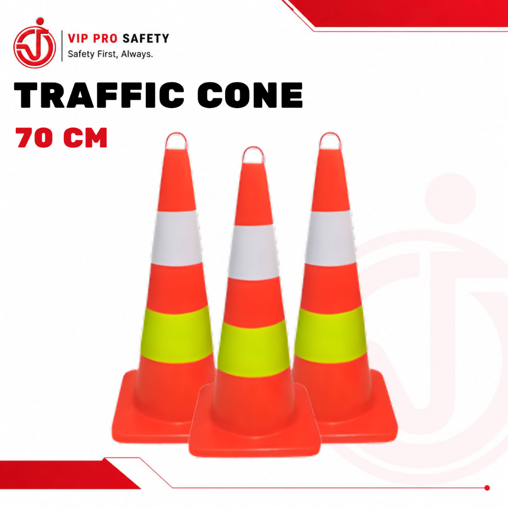 Traffic Cone 70 cm Pembatas Jalan Raya Karet Heavy Duty / PVC Cone
