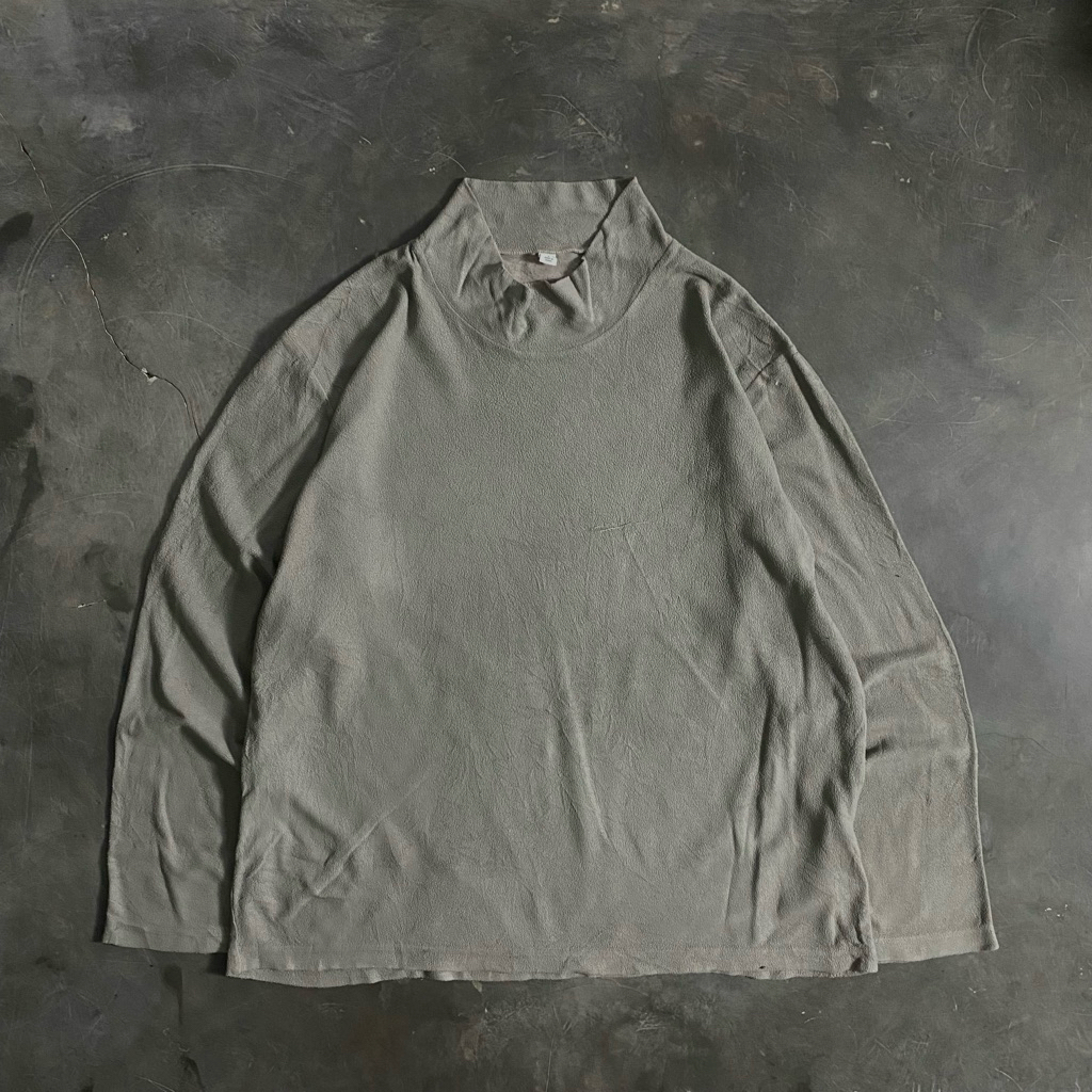 JF 160 - UNIQLO Fleece brown- Long Sleeve Semi Turtleneck Mock Neck Sweater Crewneck - Japan Style -