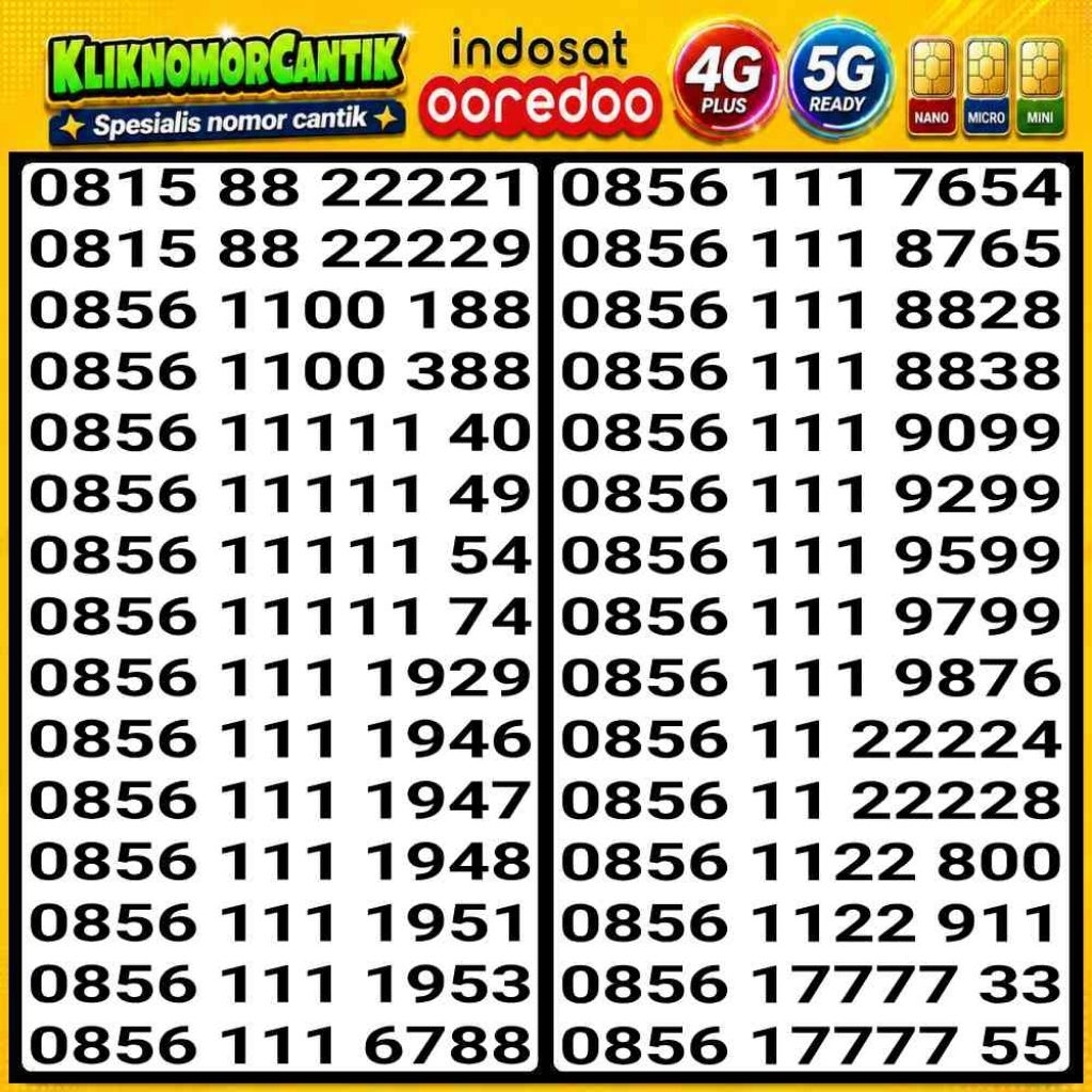 Nomor cantik Indosat 11 Digit 4G&5G Indosat IM3 11 Digit A10