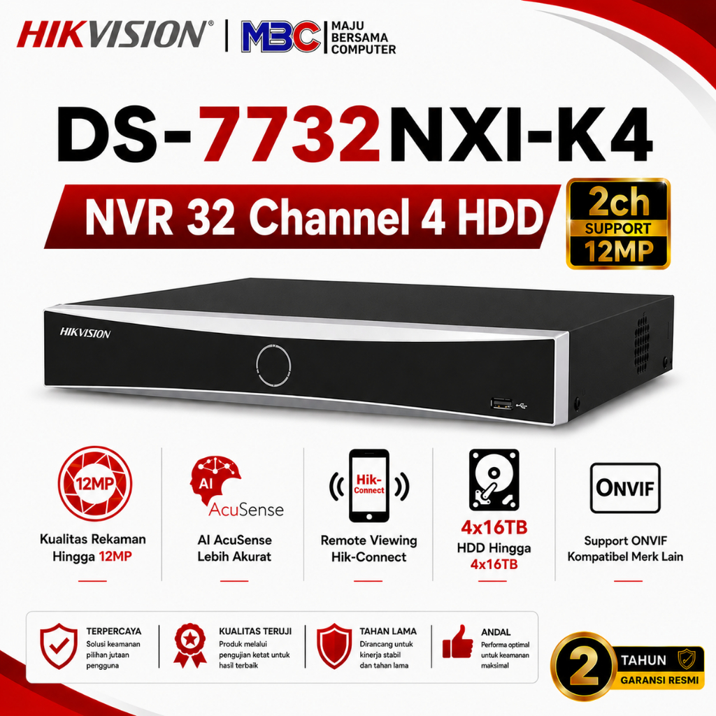 NVR Hikvision 32 Channel 4K 8MP DS-7732NXI-K4 - NVR Hik Vision 4CH 8CH 16CH 32CH