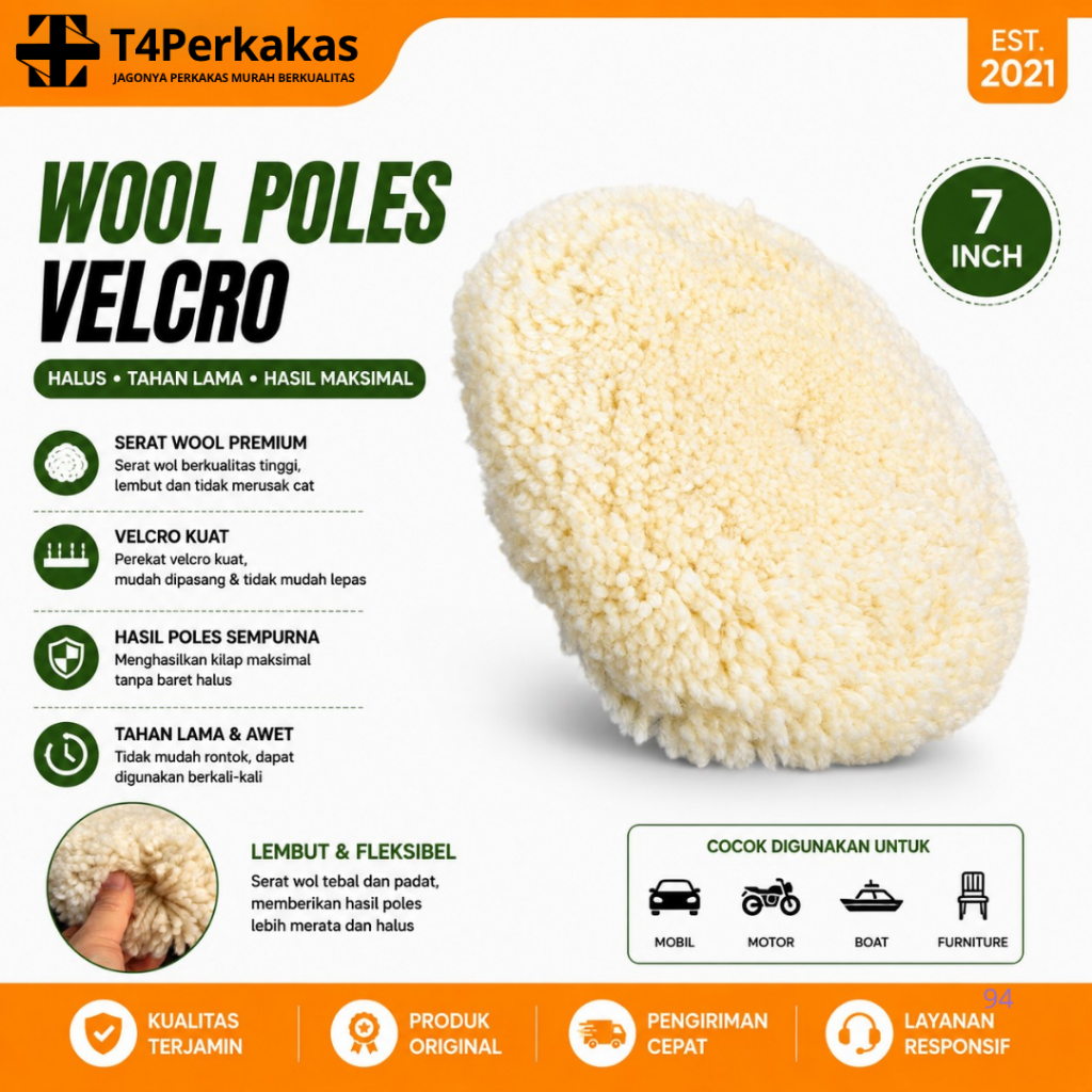 Wool Poles 7 inch Mesin Poles 180mm wool finishing poles wool tempel Velcro Rekat