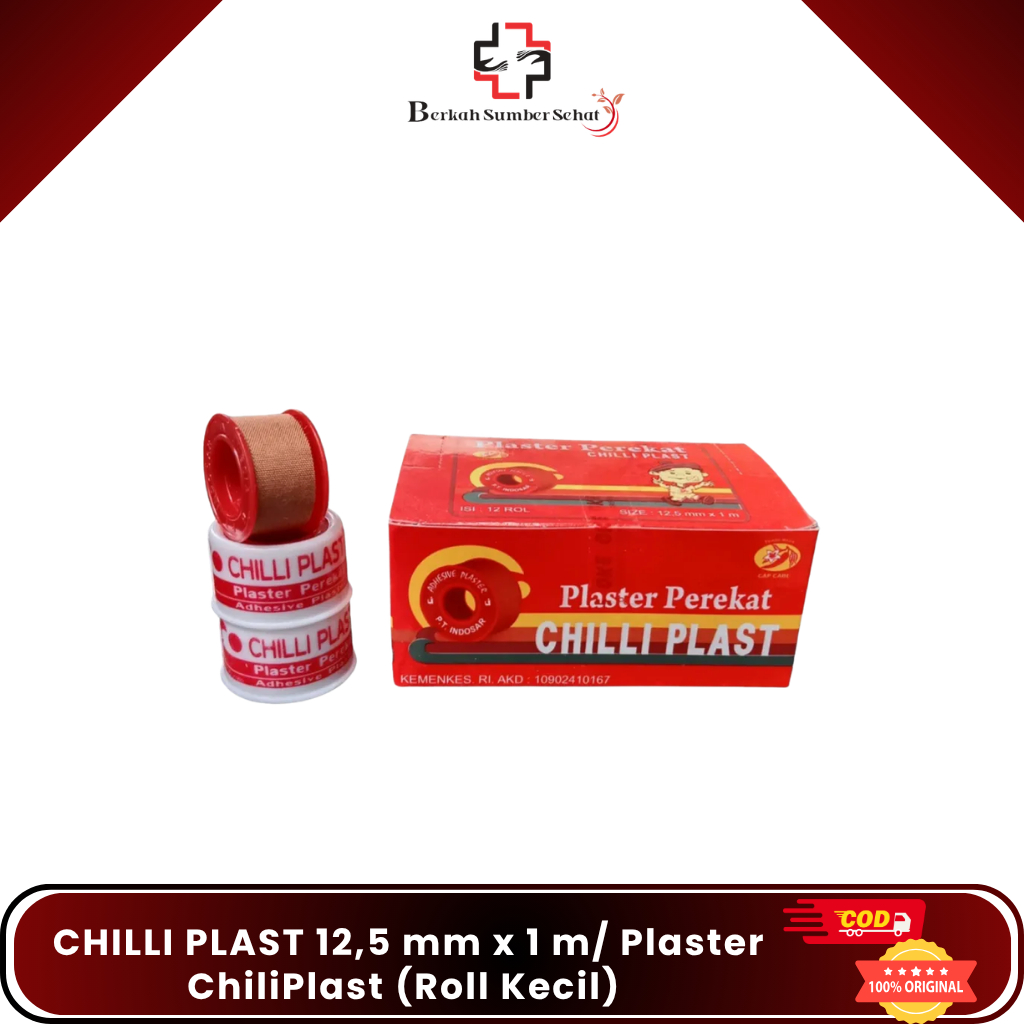 CHILLI PLAST 12,5 mm x 1 m/ Plaster ChiliPlast (Roll Kecil) Plester Gulung Kain Luka  P3k (Satuan)