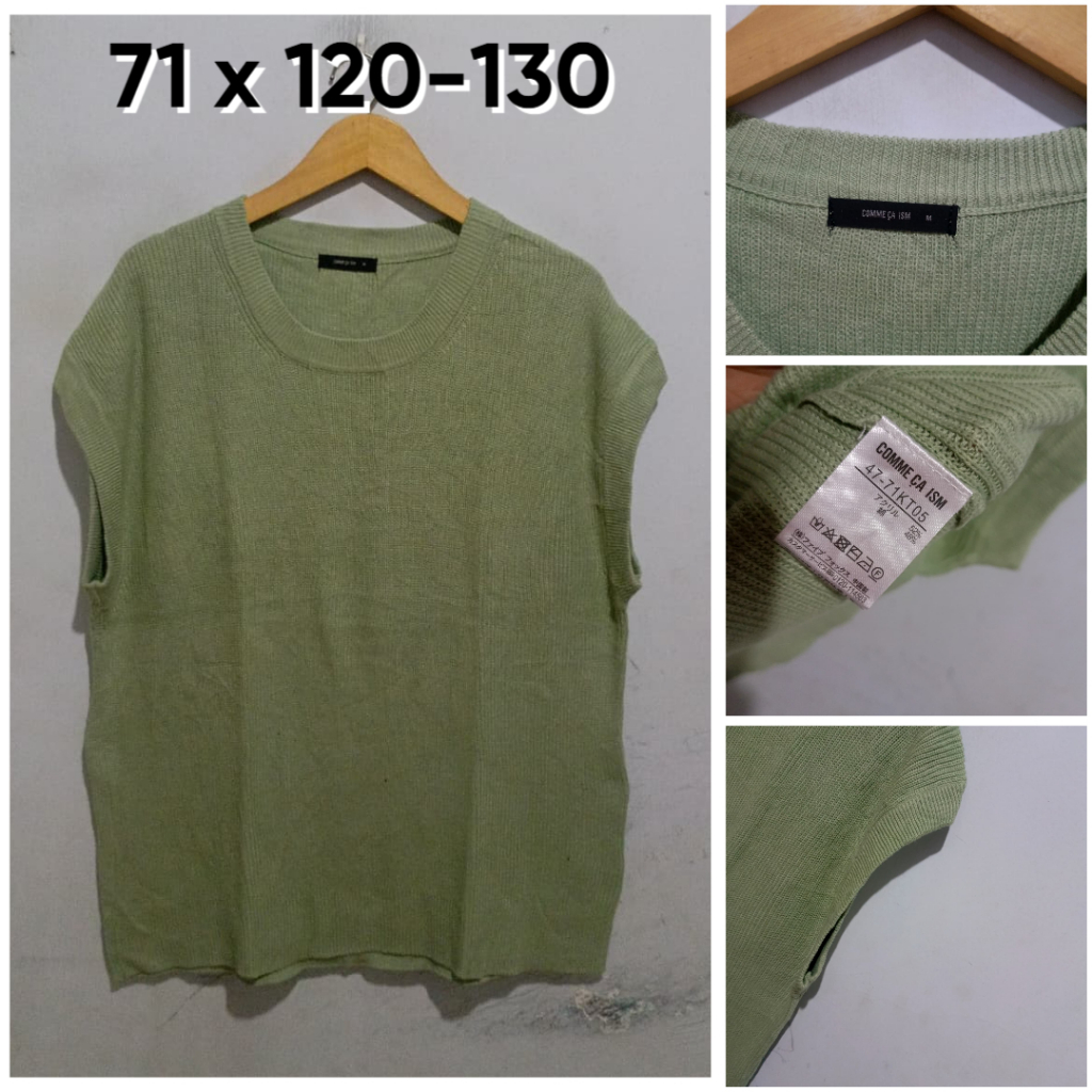 Vest Comme Ca Ism Hijau Size M Pria Wanita Rompi Knit F128