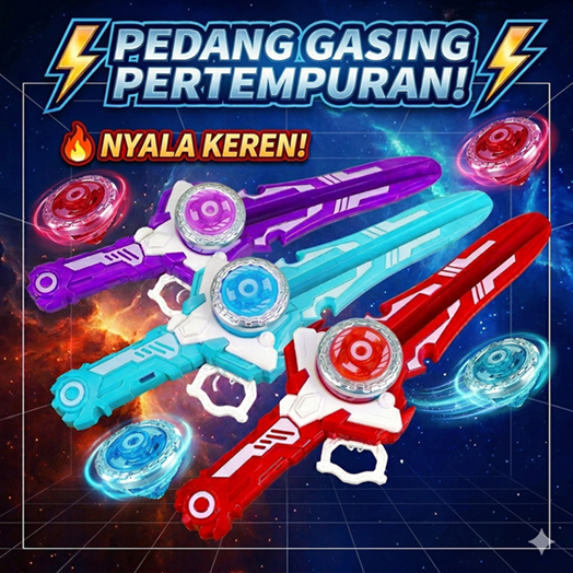 Pedang Gasing Pertempuran Mainan Anak Peluncur Gasing Tarik Tali Beyblade Launcher Battle Sword Spin