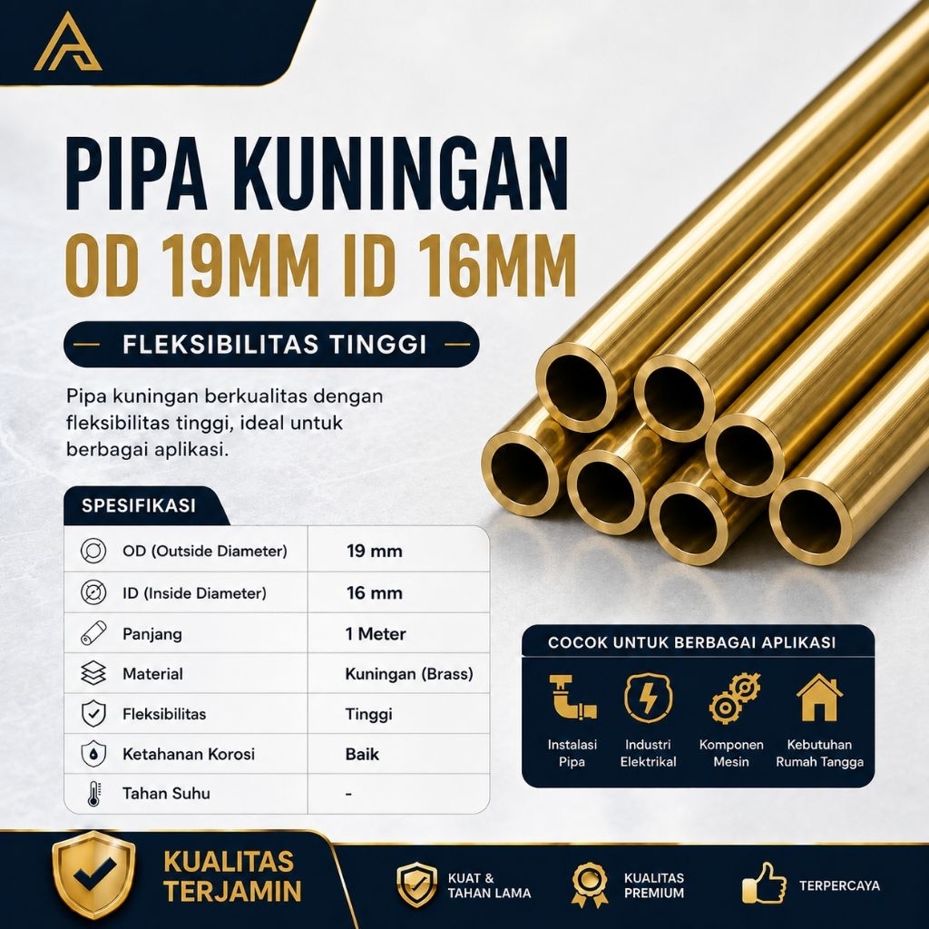 Pipa kuningan Od 19mm Id 16mm x 1000mm