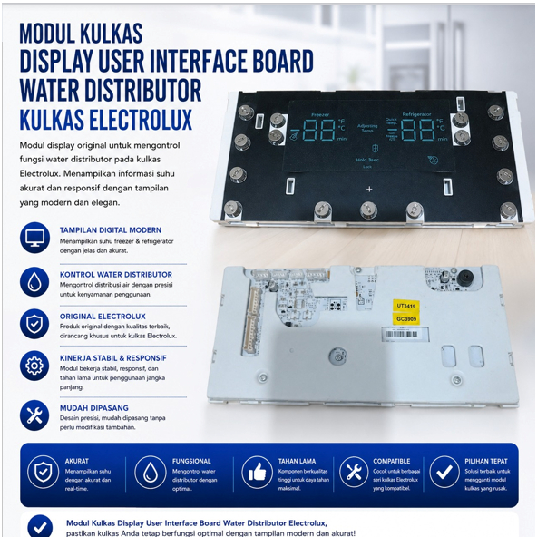 MODUL KULKAS DISPLAY USER INTERFACE BOARD WATER DISTRIBUTOR KULKAS ELECTROLUX