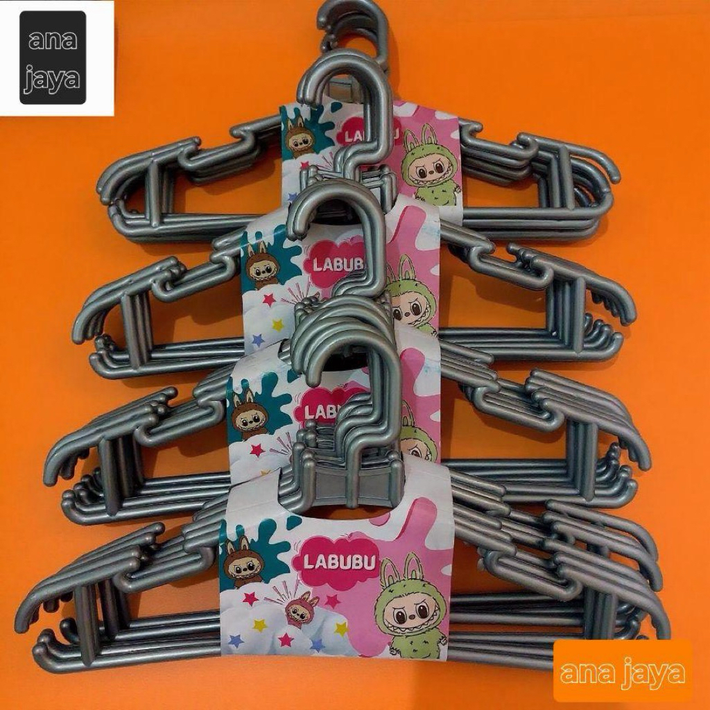 24 Hanger Plastik Silver 38 cm - Paket Hemat, Tebal & Awet