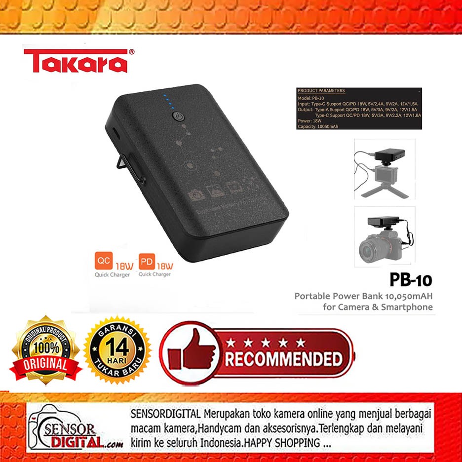 Takara PB-10 Portable Powerbank 10.050mAh for Camera & Smartphone