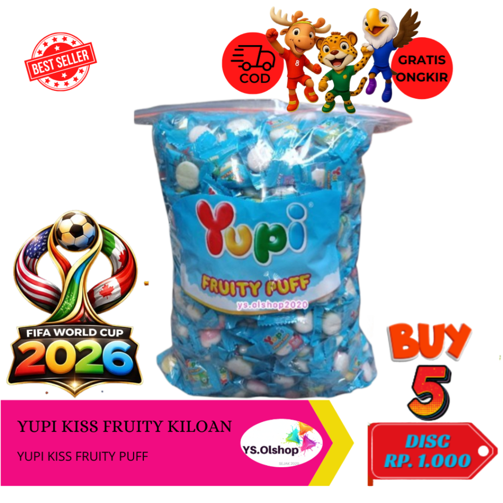Yupi Kiss Fruity Puff bulk Reseller Kiloan asli pabrik