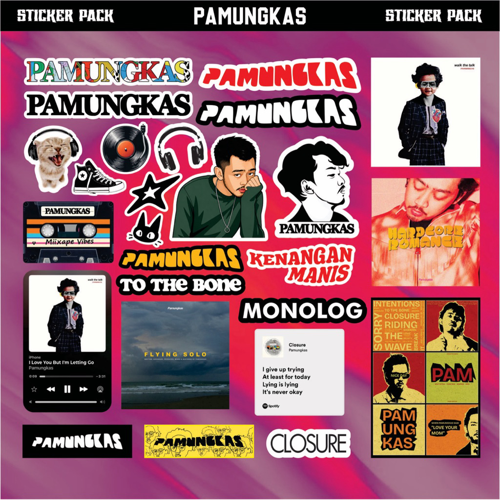 Stiker Pamungkas isi 21pcs - Stiker Pack Band Indie Lokal Indonesia Aesthetic Edition - Vinyl Premiu